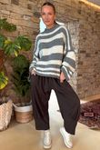 Made in Italy Big Softie Stripe Shortie Knit Slate
